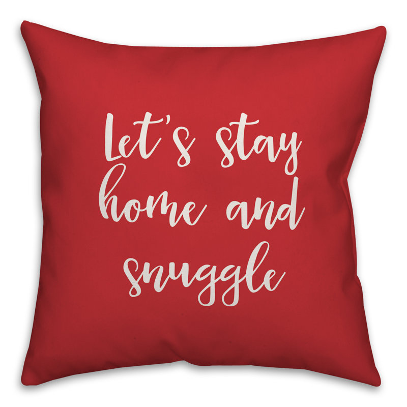  Coussin décoratif Let's Stay Home and Snuggle, Rouge / blanc, Housse de coussin