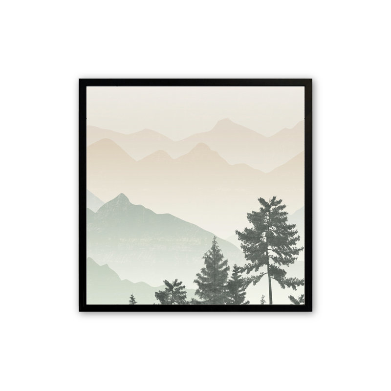 Jade Mountain Peaks III, reproduction d'art encadrée, H 21,5 po x l 21,5 po x P 1 po, Noir satiné