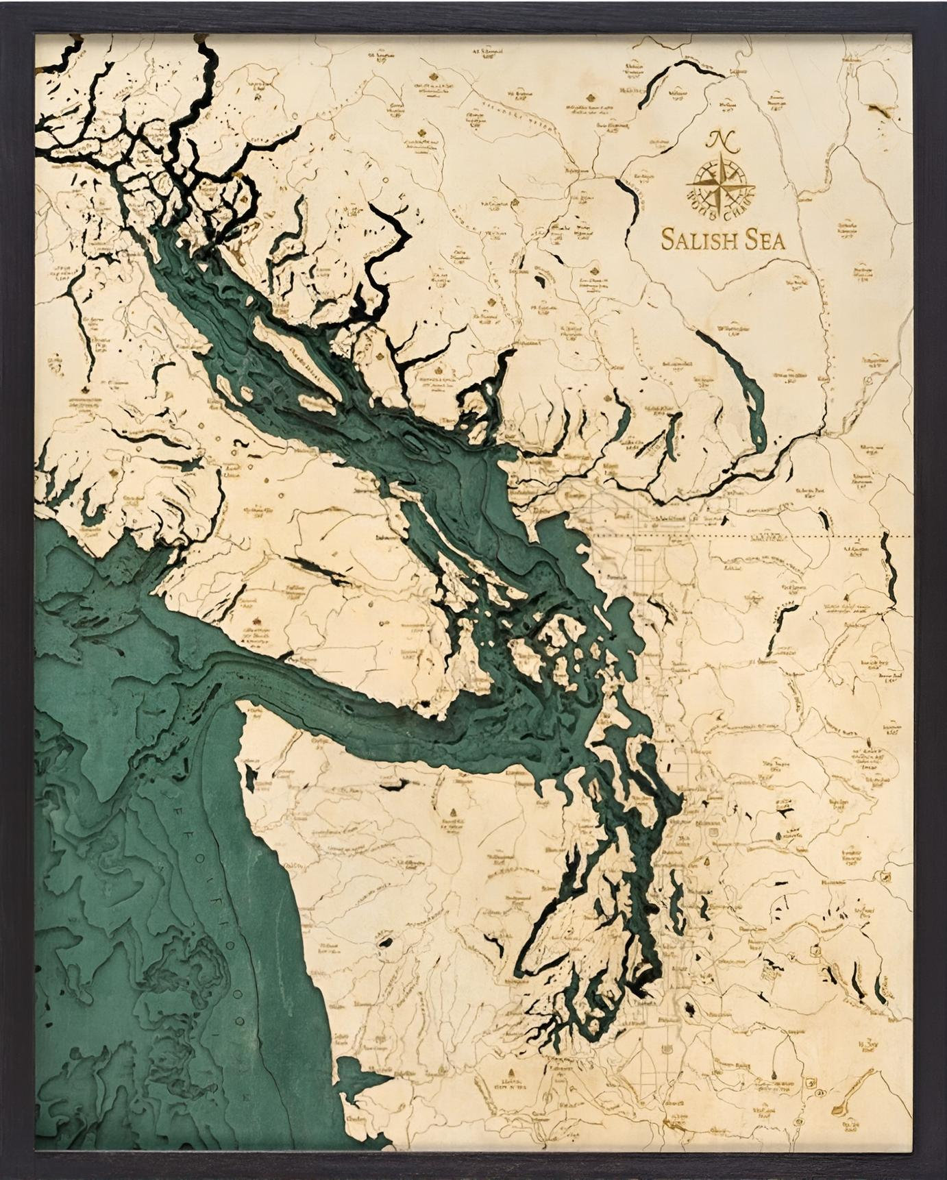 Trinx Nautical 3-D Wall Map - Salish Sea - Wayfair Canada