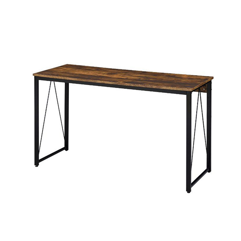 Bureau d'écriture rectangulaire avec base en métal, Brun, H 28,06 po x l 47,06 po x P 19,06 po