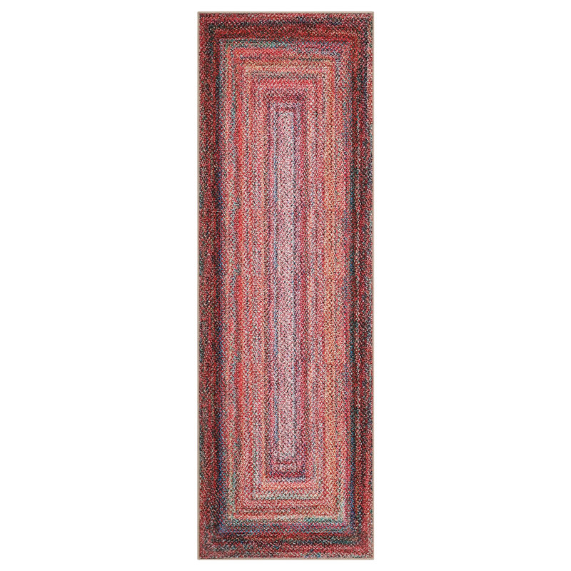 Machine Washable Rugs Braided Print Hallway Area Rugs Non-Slip Modern Geometric Soft Non-Shedding Kitchen for Bedroom