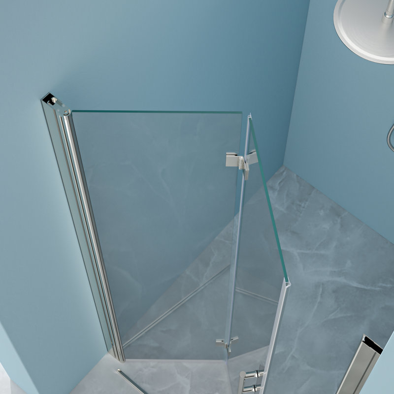 Porte de douche 32 po x 72 po avec verre trempé et pliable facile à installer l 32 po x H 72 po pour une utilisation à long terme