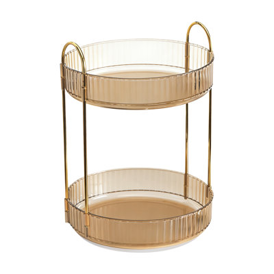 Support à cosmétiques à double couche, organisateur de maquillage rotatif pour meuble-lavabo, or