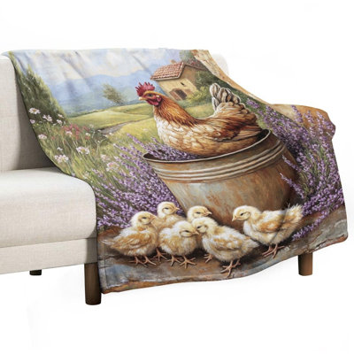 Jeté de poule poule près de jeté en flanelle de luxe lavande, couverture douce et chaude pour le canapé du salon