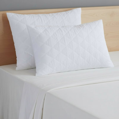 Pack Of 2 Diamond Quilted Cotton Waterproof Pillow Protectors - King