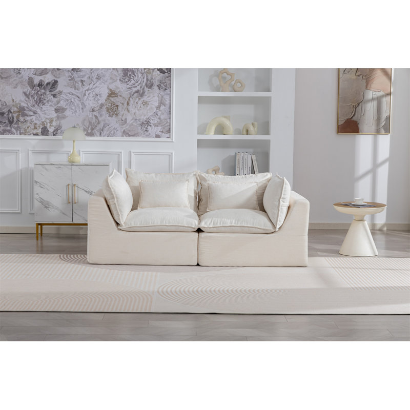 Canapé modulaire surdimensionné de 74,8 po de large avec canapé modulaire True Relax Comfy, Ancient White