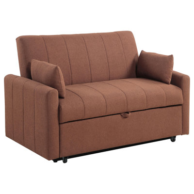 Boucle Upholstered Sleeper Sofa Bed Copper