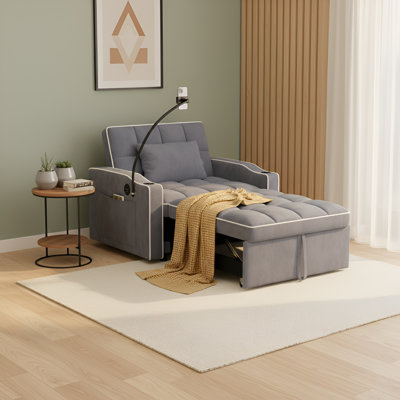 Jalena 37" Upholstered Convertible Sleeper Accent Chaise Lounge Chair