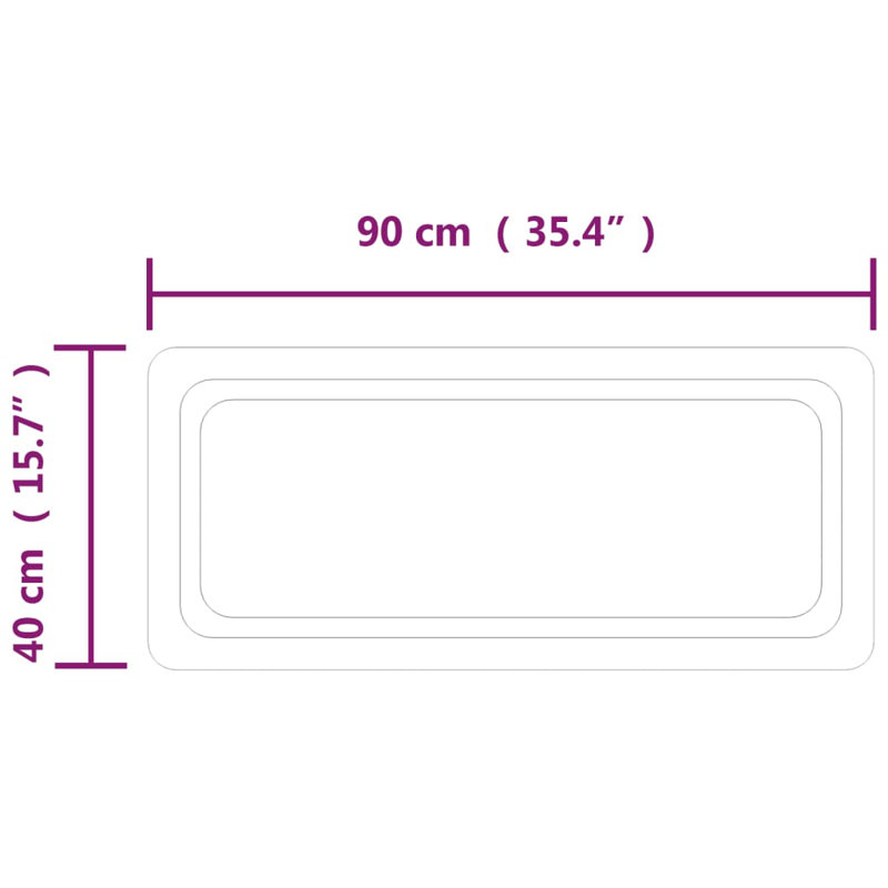 Flat Wall Mirror, 90 cm H x 40 cm W