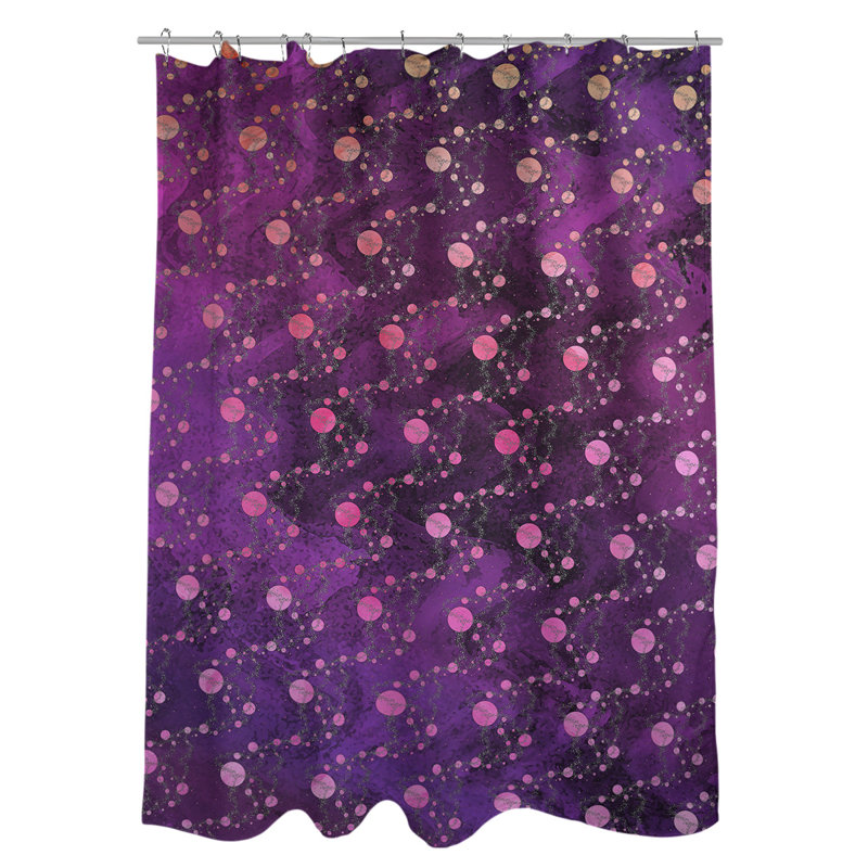 Rideau de douche simple planètes et étoiles, Mauve / Rose