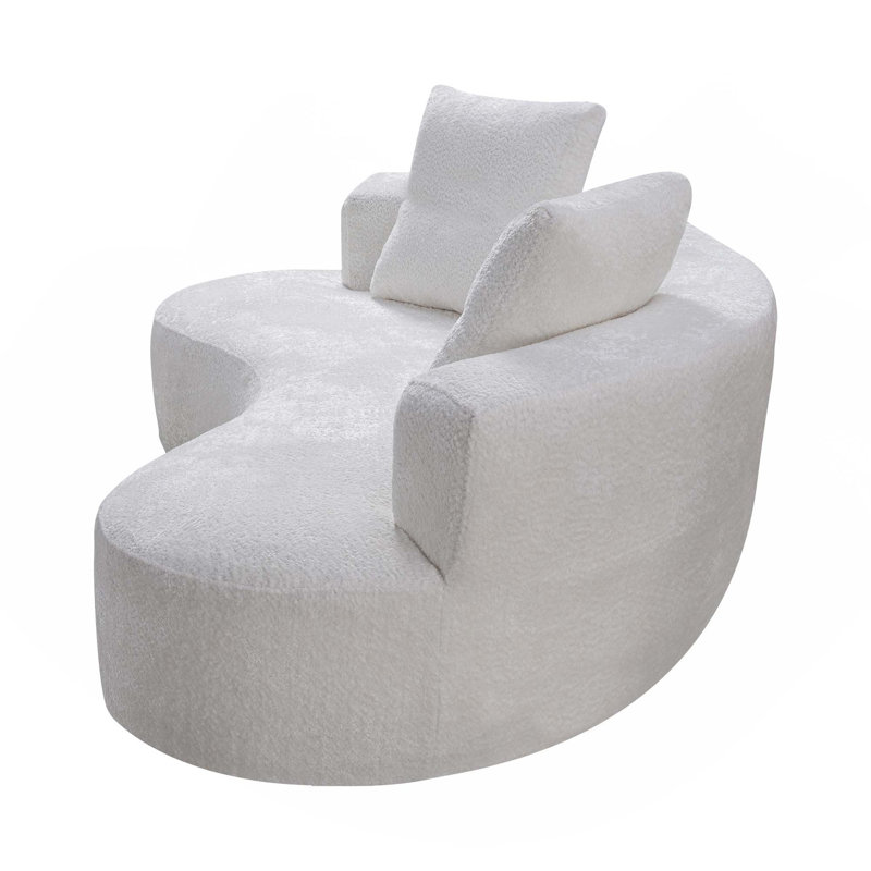 Canapé désossé avec 2 coussins sans assemblage, Bouclé blanc crème