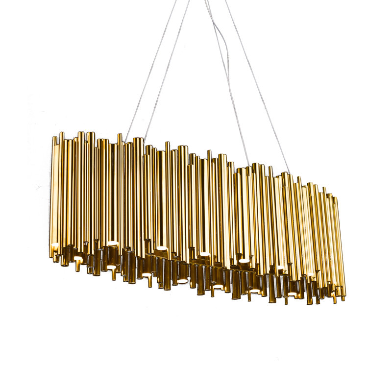 Transitional 32 LED Gold Oval Chandelier