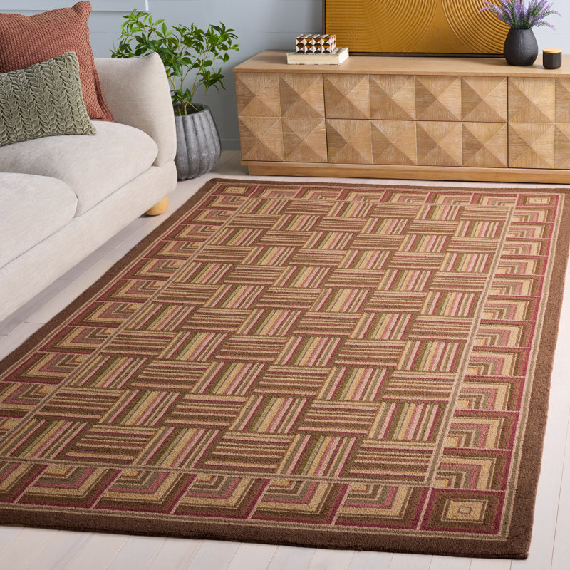 Avalon Hand Hooked Wool Pile Geometric Rug, Rectangle 5'3" x 8'3"