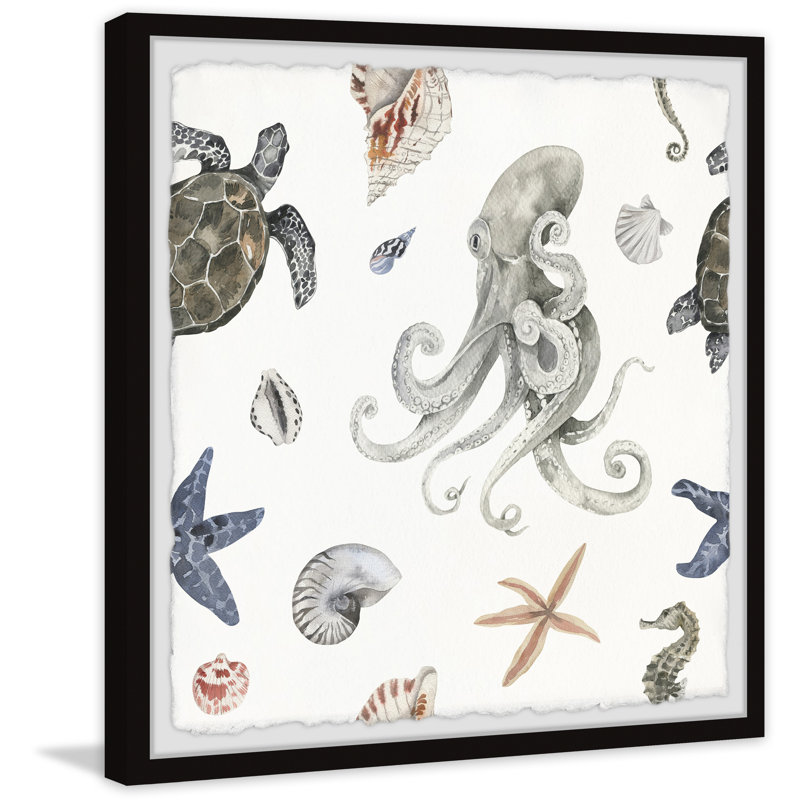Ocean Dwellers - Single Picture Frame Print, 30cm H x 30cm W x 3.81cm D
