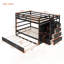 Lit superposé double au-dessus de double avec gigogne simple, escalier à 4 tiroirs et structure en pin massif, aucun sommier nécessaire, espresso-139636211