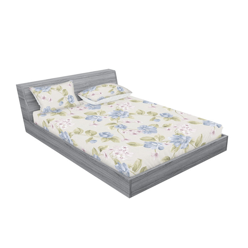 Drap-housse et taies décoratives 3 pièces Ambesonne, Vert pistache, crème / floral