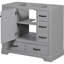 Armoire de salle de bain 36 po, finition grise, 6 tiroirs, tablette réglable, bois gris moderne, solide
