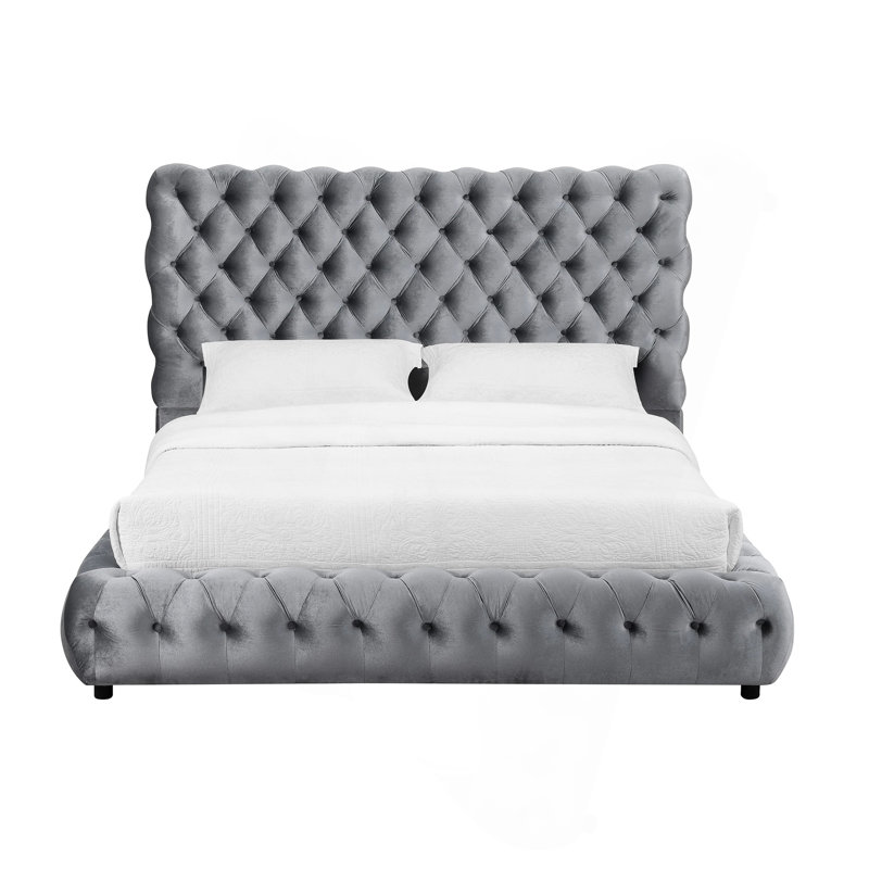 Tête de lit et pied de lit tapissier 1pc, Grand lit, Gris