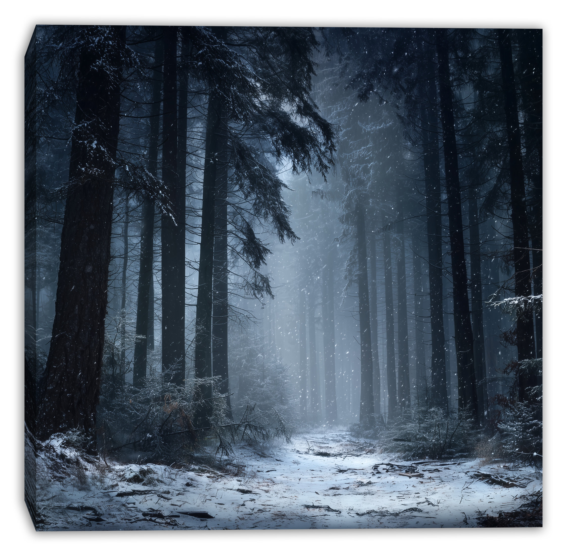 Union Rustic Snowy Mountain Evergreens Wrapped Canvas Wall Art | Wayfair