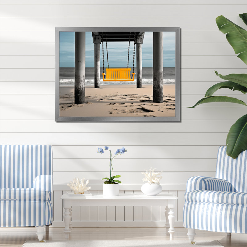«Kiyonori Beach Pier Pers perspective», impression sur toile, Cadre photo argenté, H 24 po x l 32 po x P 1 po
