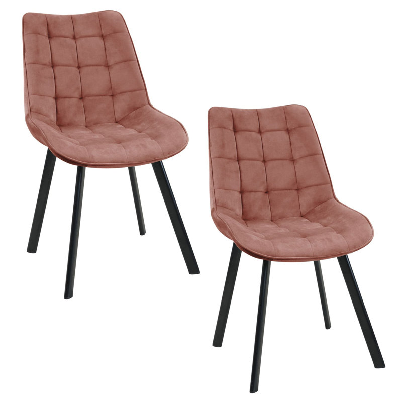 Beallsville 47cm H Tufted Velvet Upholstered Upholstered Back Side Chair in Pink