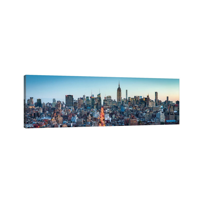 Midtown Manhattan Skyline Panorama At Dusk by Jan Becke - Wrapped Canvas Panoramic Print