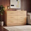 Commode double moderne à 6 tiroirs pour chambre à coucher, commode l 47 po avec panneau à losanges et lumière DEL, commode de rangement pour le salon-388832042