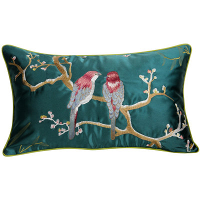 Embroidered Silk Pillow Cover