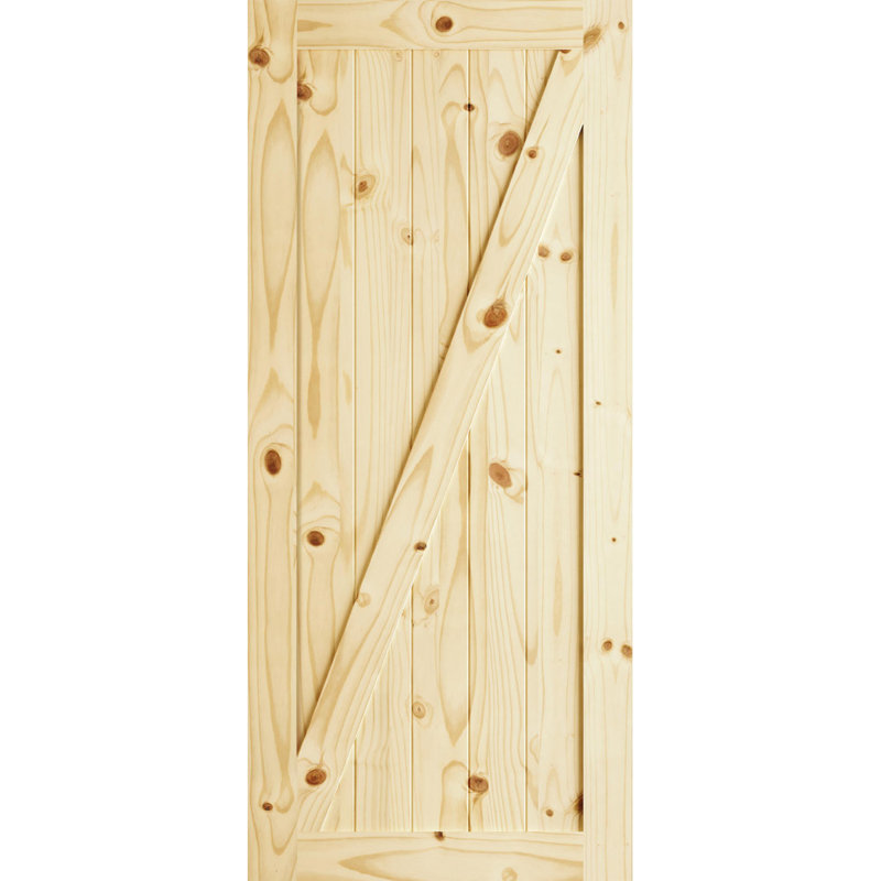 Porte de grange à fini z à fini en bois manufacturé avec ensemble de quincaillerie d’installation à panneau, 36 po x 84 po