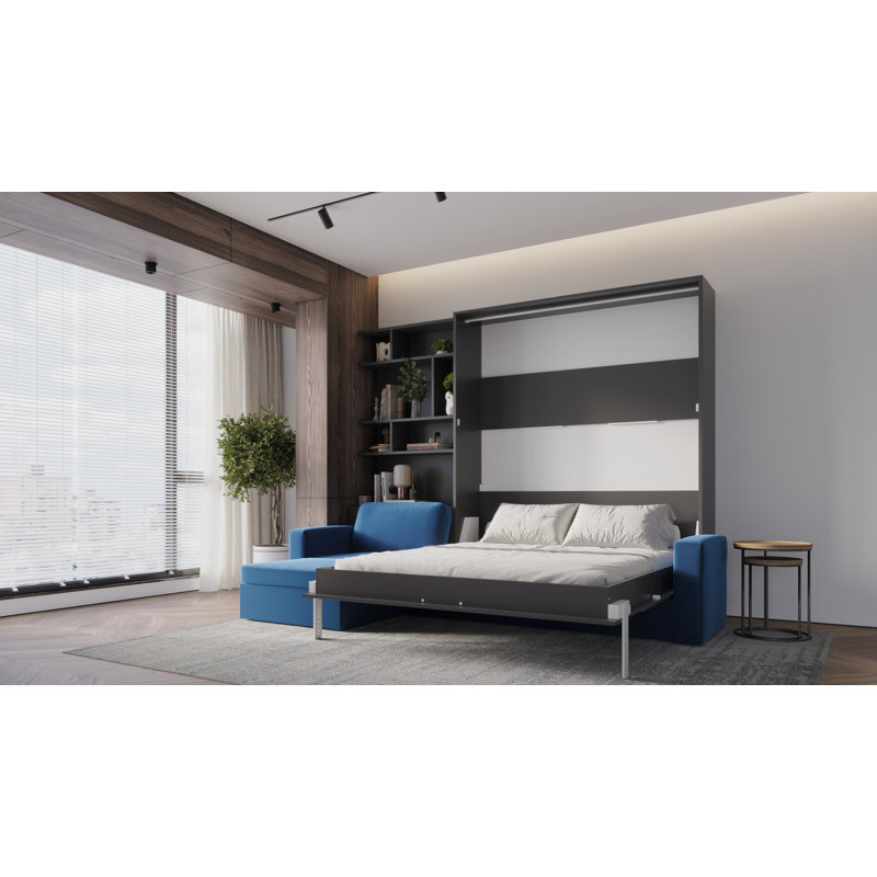 Neidelin Upholstered Bed, Grey/Navy