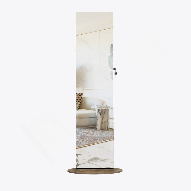Armoire à bijoux pivotante à 360 ° avec miroir pleine longueur, Brun antique