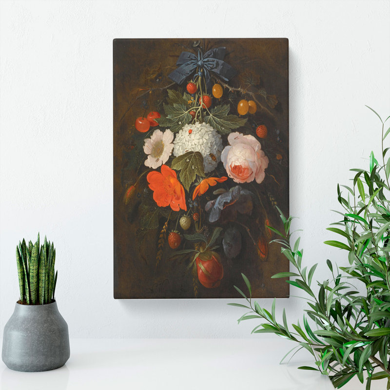 Still Life With Flowers And Fruit Vol.1 by Abraham Mignon - Wrapped Canvas Painting, 76cm H x 50cm W x 3cm D