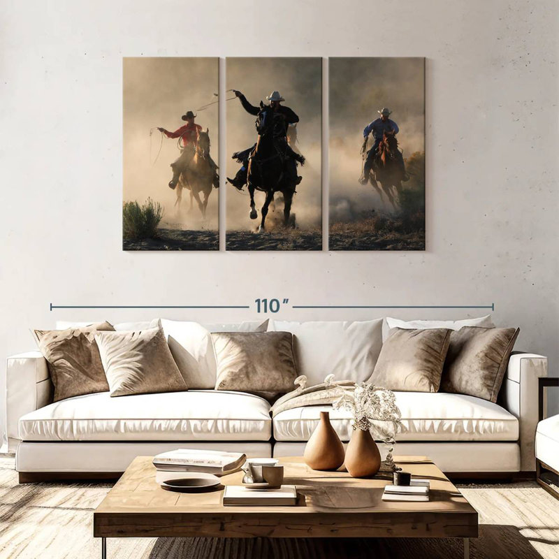 Lelar Cowboys In Action, 48" H x 74" W