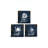 Navy Blue Vintage Kitchen Canvas Painting Prints, 3 Pcs 16x16 Inch
