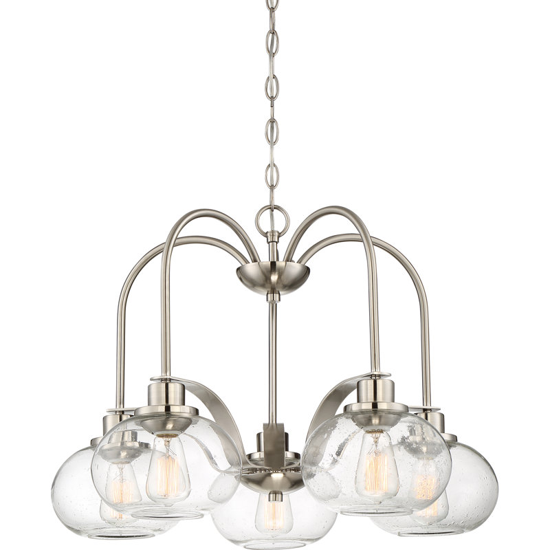 Chamblee 5 - Light Dimmable Modern Linear Chandelier, Brushed Nickel
