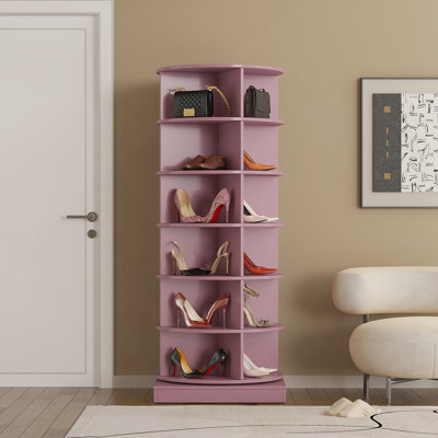 Armoire à chaussures rotative à six niveaux à 360 degrés, idéale pour organiser des chaussures et des sacs dans un espace compact, ajoutant de la sophistication à votre maison