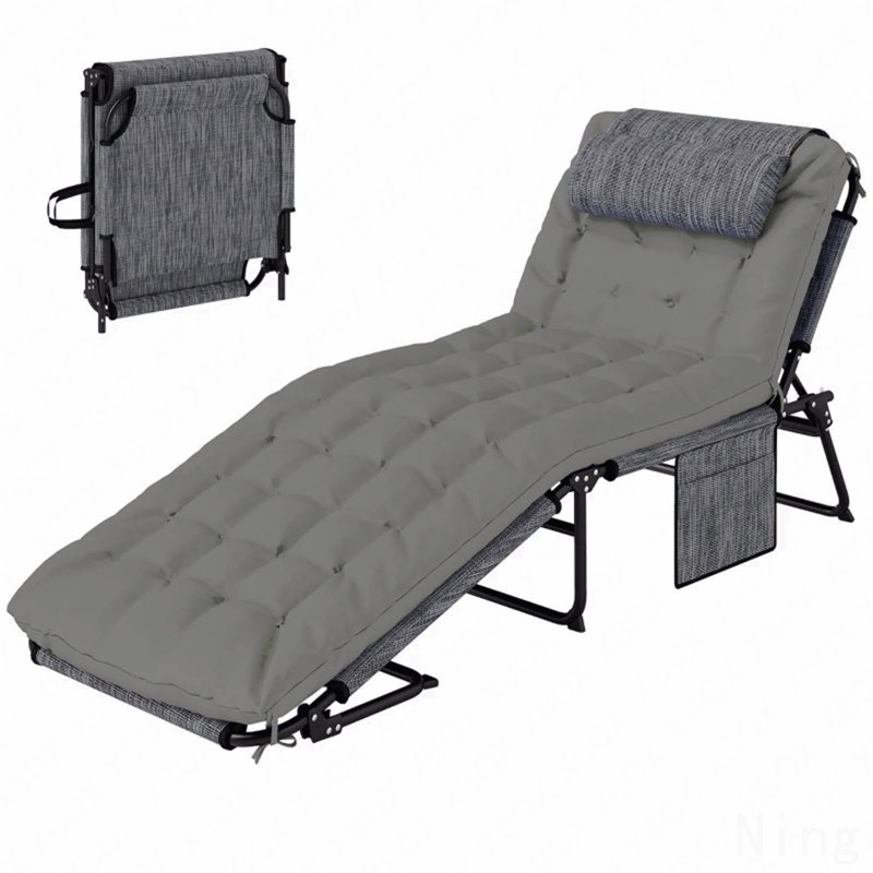 Outdoor Sun Lounger,Folding Chaise Lounge Chair, Gray