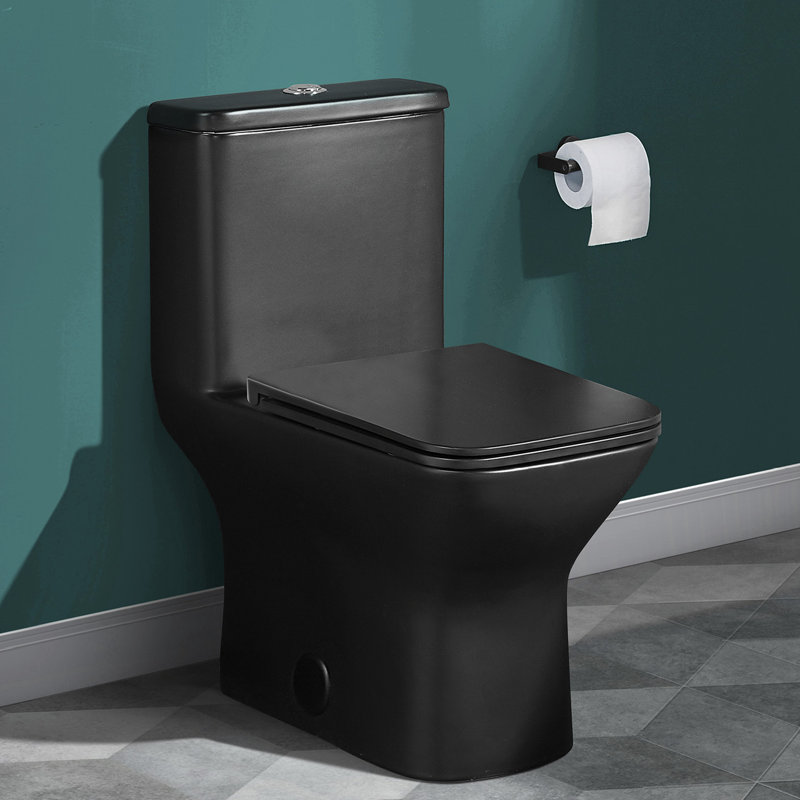 Toilette carrée une pièce à double chasse 1,1 / 1,6 GPP avec 10 po Carre, noir mat Carre, Noir mat