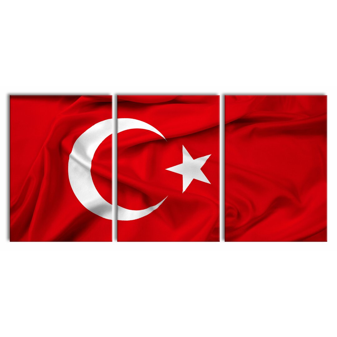 3-tlg. Leinwandbilder-Set Turkey Flag