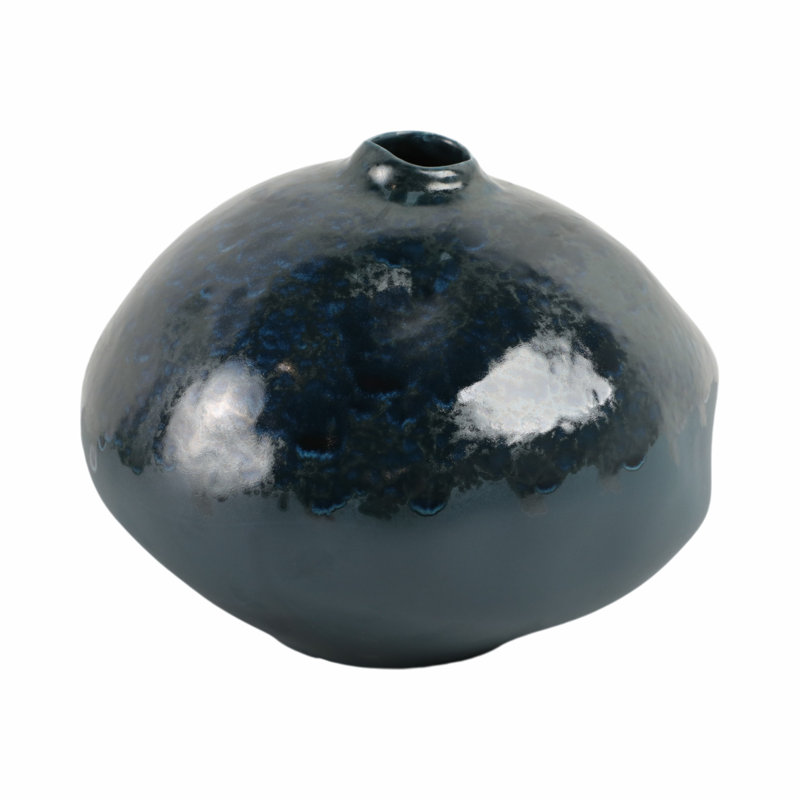 Handcrafted Pottery Earthenware Vase - Round Decorative Accent With Unique Glazed Detailing - Artisan Ceramic Design For Timeless Charm