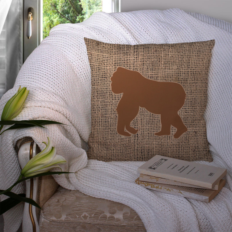 Coussin décoratif intérieur/extérieur en toile jute Gorilla, H 18 po x l 18 po x P 5,5 po, Brun