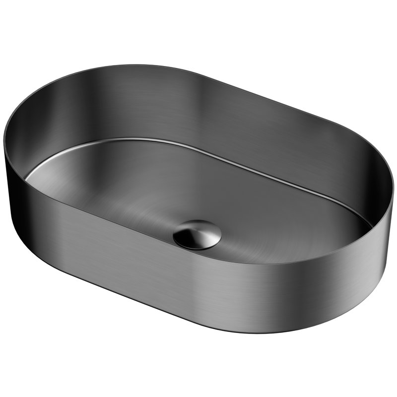Karran Cinox 13.75'' Stainless Steel Oval Bathroom Sink, Gray