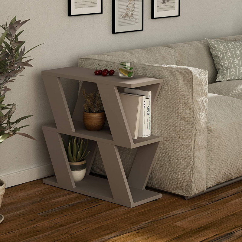 Adriana Side Table Modern Compact Design for Living Room & Bedroom, Light Mocha
