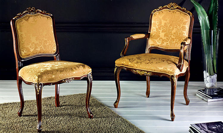 Solid Wood Side Chair in Gold