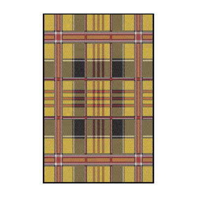 Tapis vert/orange à motifs
