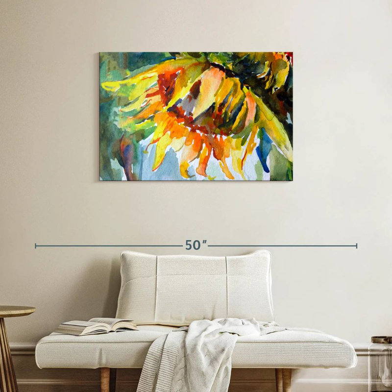 Tournesol abstrait, H 24 po x l 36 po