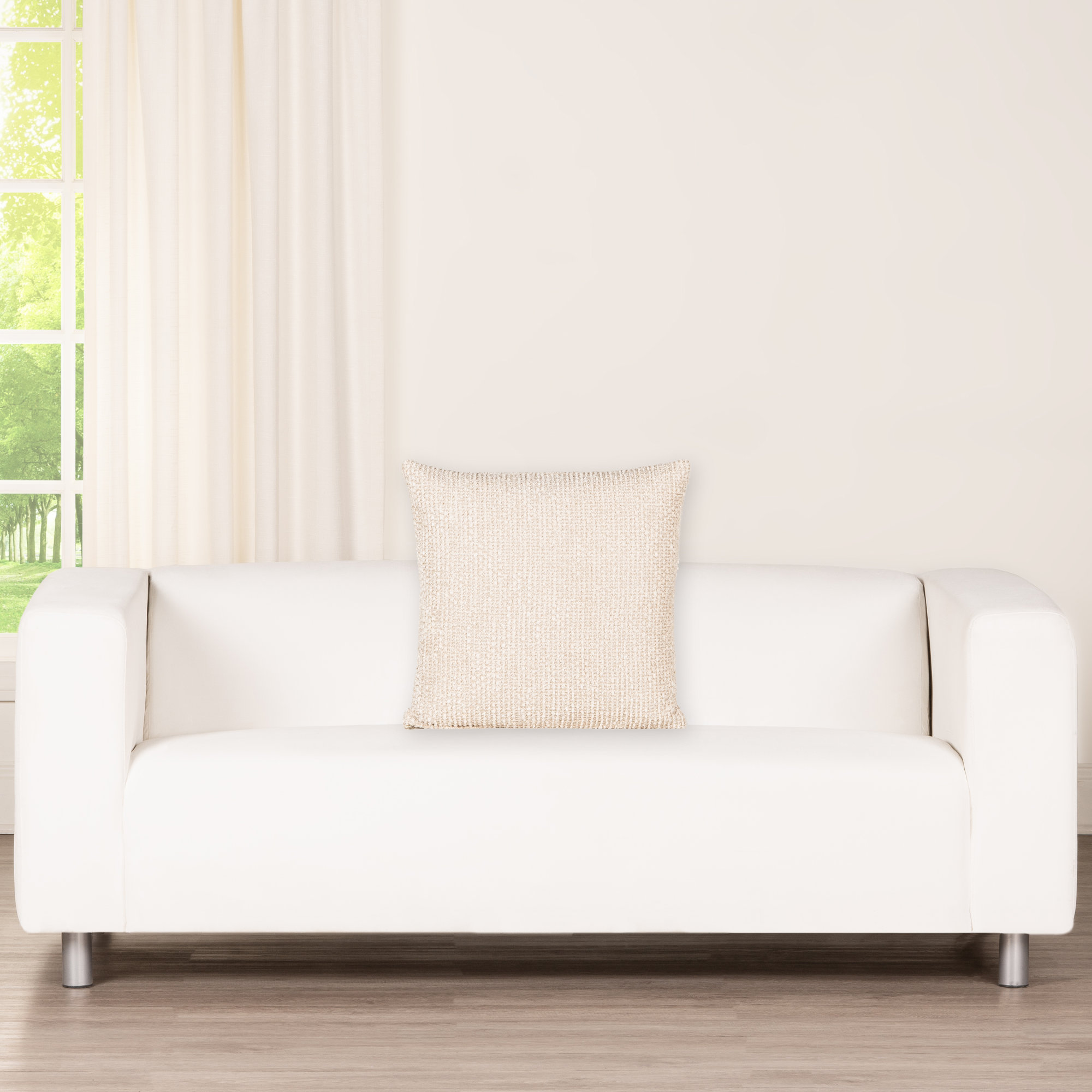 Cozy Chenille Disk Accent Pillow - Textured Sophistication and Comfort, Beige, Square 16", Polyester