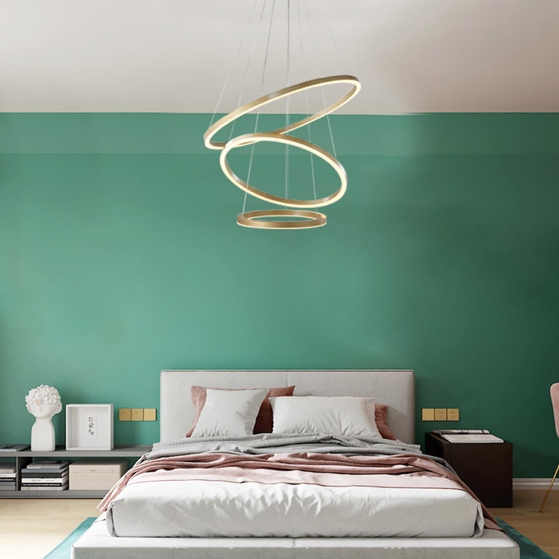 Schaaf Chrome 3 Halo Rings LED Chandelier, Gold