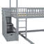 Twin Over Full Bunk Bed With Slide, House Bed With Slide, Grey
