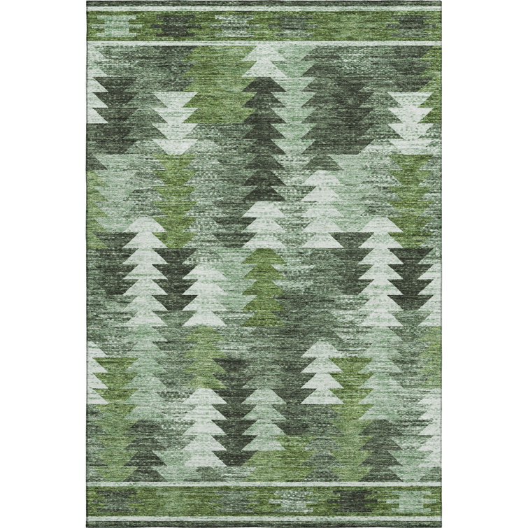 Premium Machine Washable Prisco Olive Rug